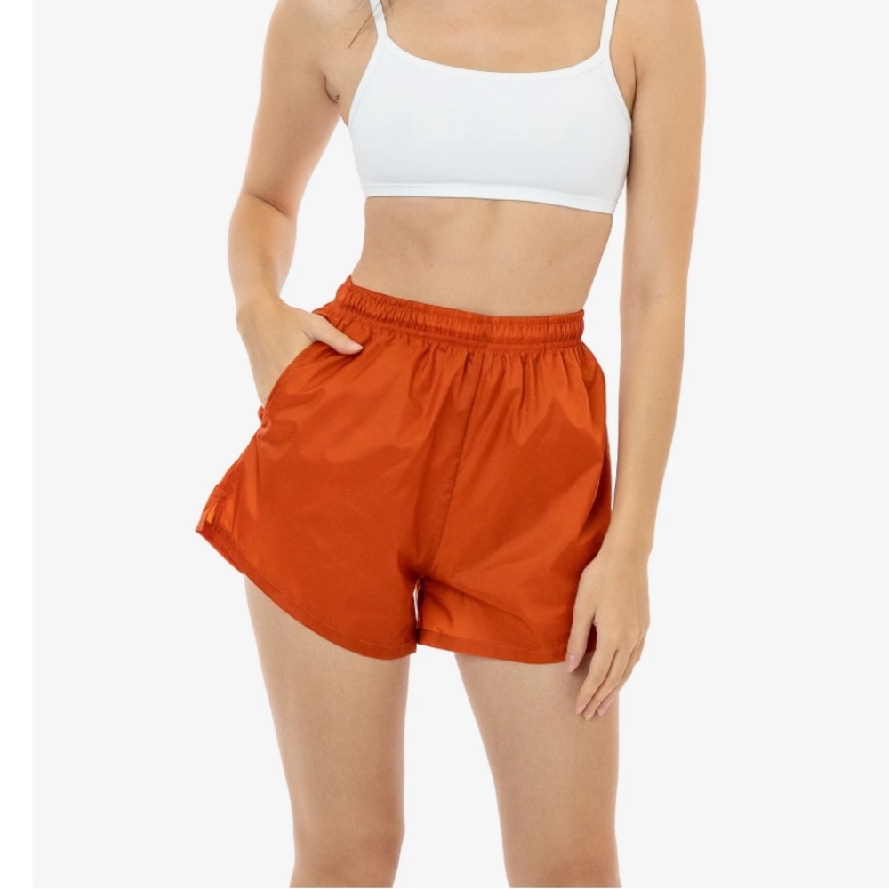 Los Angeles Apparel American Apparel NYLON TRACK SHORTS orange Sedona sz small